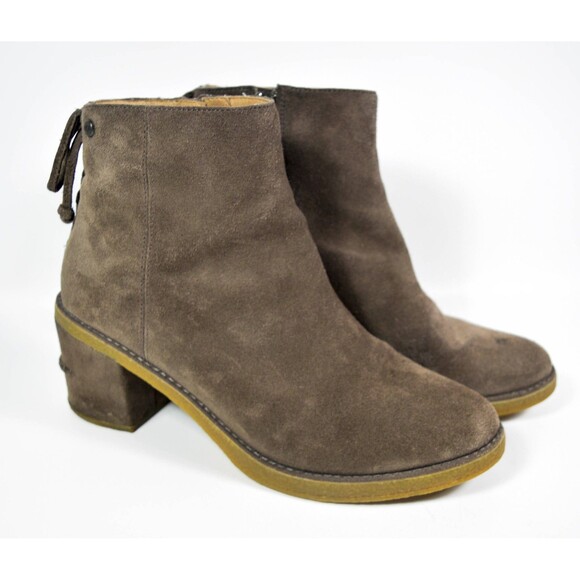 UGG Shoes - UGG Women's Brown Taupe Suede Corrine Ankle Boots Side Zip Size 9.5